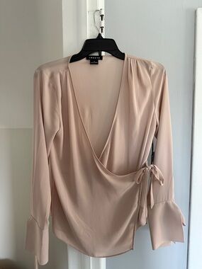 Trouvé Blush Pink Satin Wrap Blouse